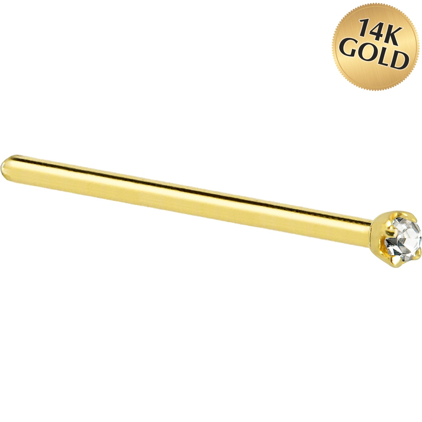 Solid 14K Yellow Gold 1.5mm Genuine Diamond Nose Ring