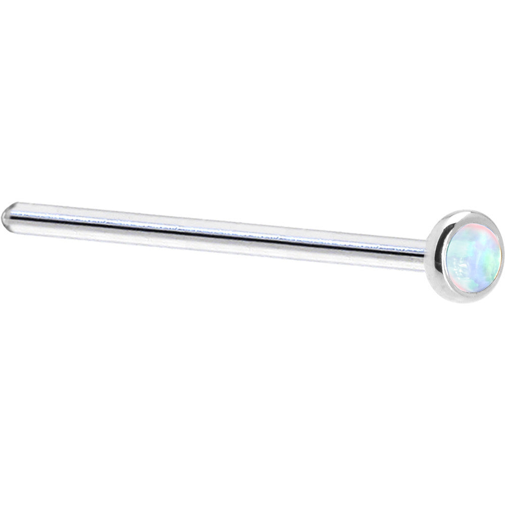 Solid 14K White Gold 2mm Synthetic Opal Nose Ring