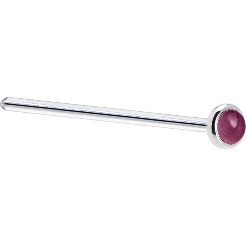 Solid 14K White Gold 2mm Genuine Raspberry Rhodolite Garnet Nose Ring