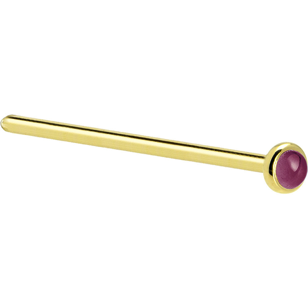 Solid 14K Yellow Gold 2mm Genuine Raspberry Rhodolite Garnet Nose Ring