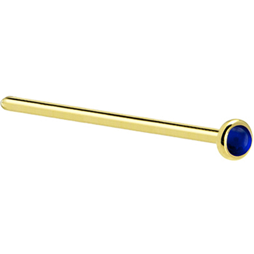 Solid 14K Yellow Gold 2mm Genuine Sapphire Nose Ring