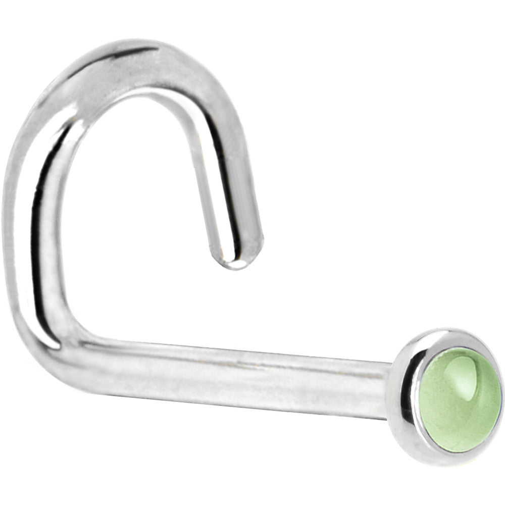 Solid 14K White Gold 2mm Genuine Peridot Nose Ring