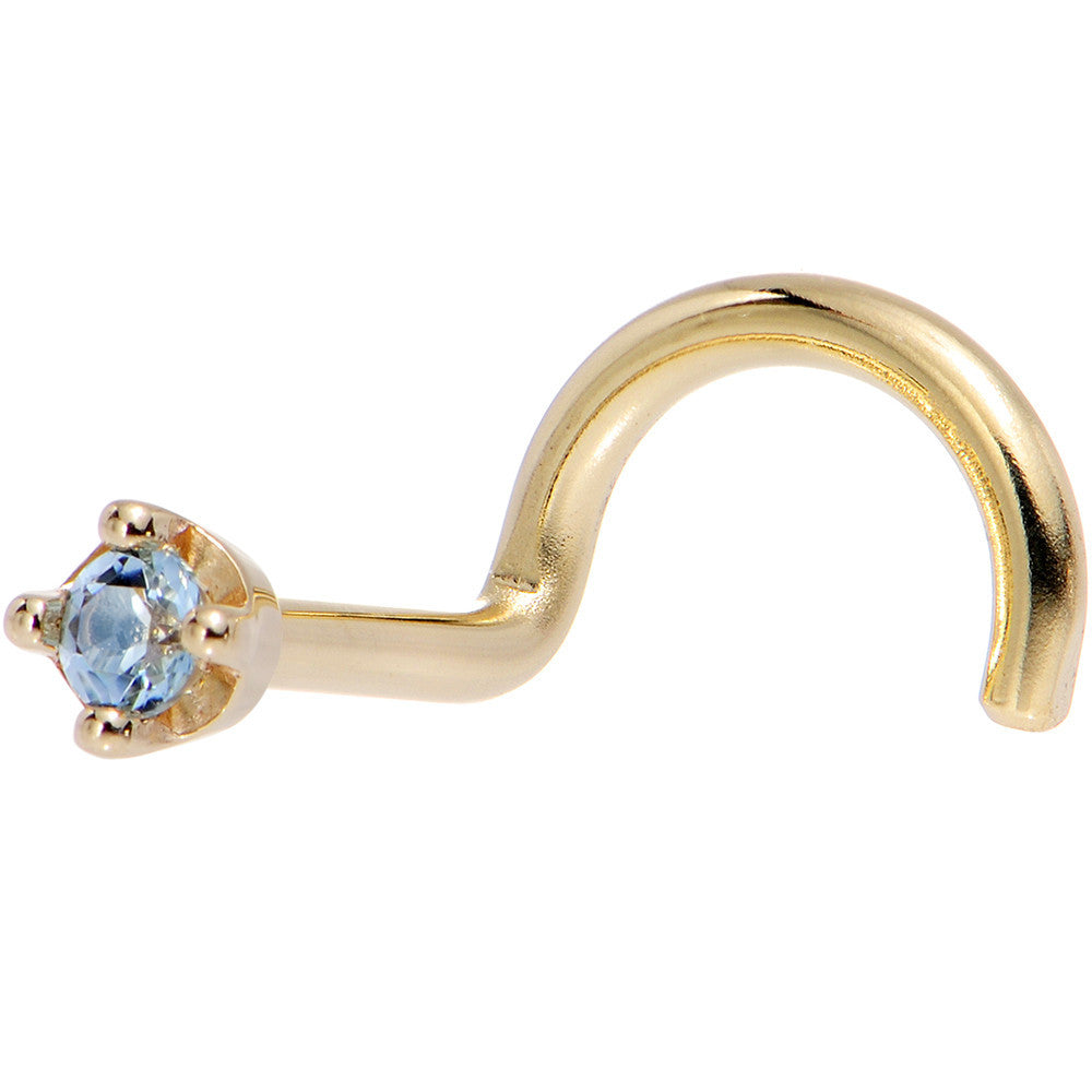 Solid 14K Yellow Gold 1.5mm Genuine Topaz Nose Ring