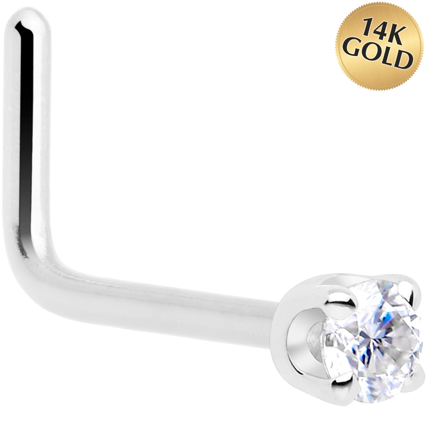 14k White Gold 2mm Lab Grown Diamond Nose Ring