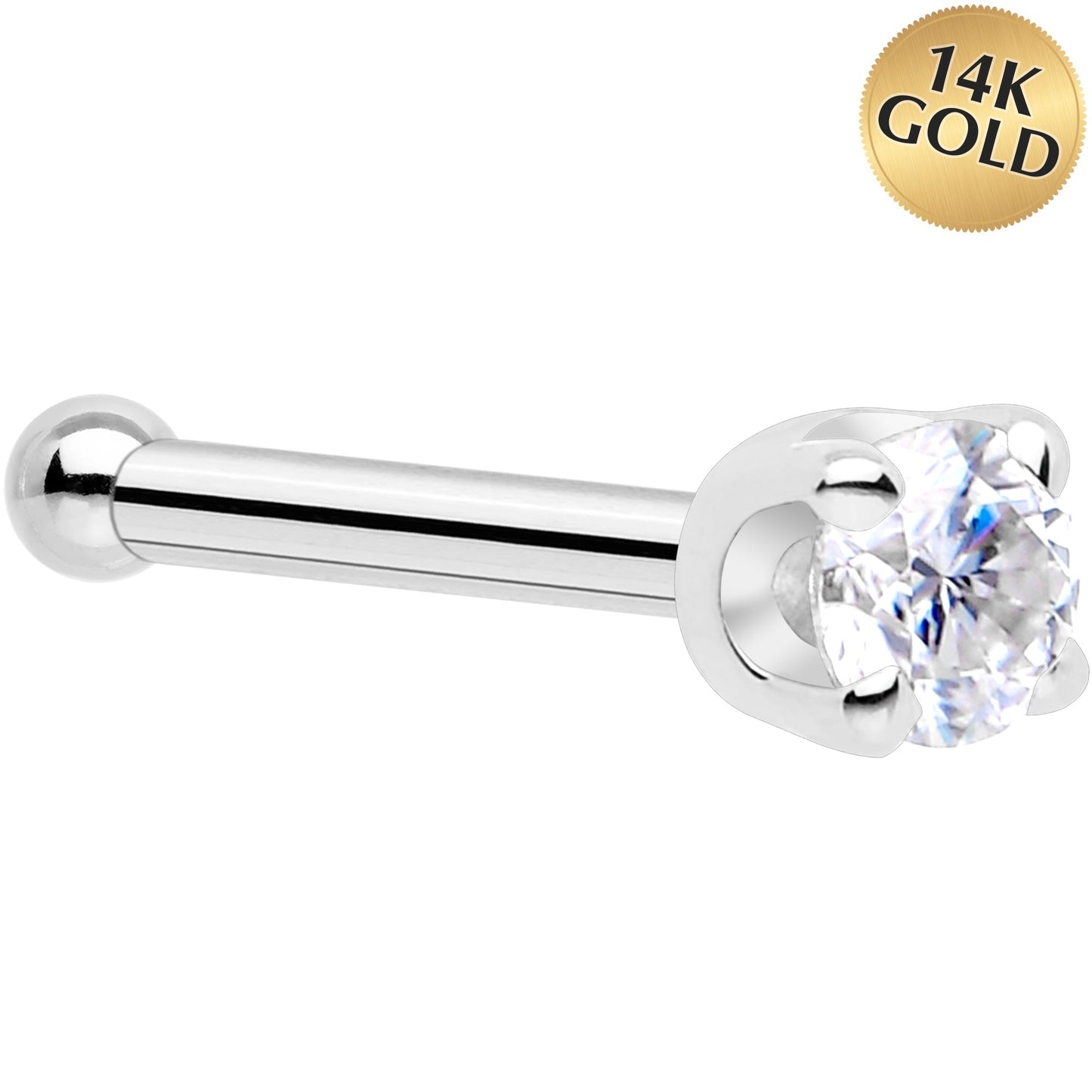 14k White Gold 2mm Moissanite Nose Ring