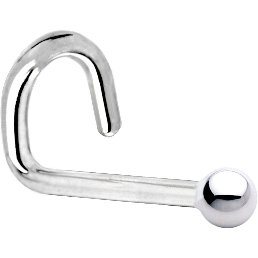 Solid 14K White Gold 1.5mm Ball Nose Ring
