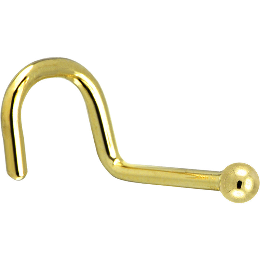 Solid 14K Yellow Gold 1.5mm Ball Nose Ring