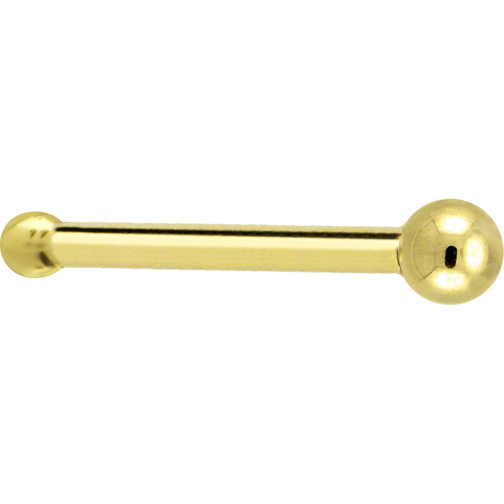 Solid 14K Yellow Gold 1.5mm Ball Nose Ring