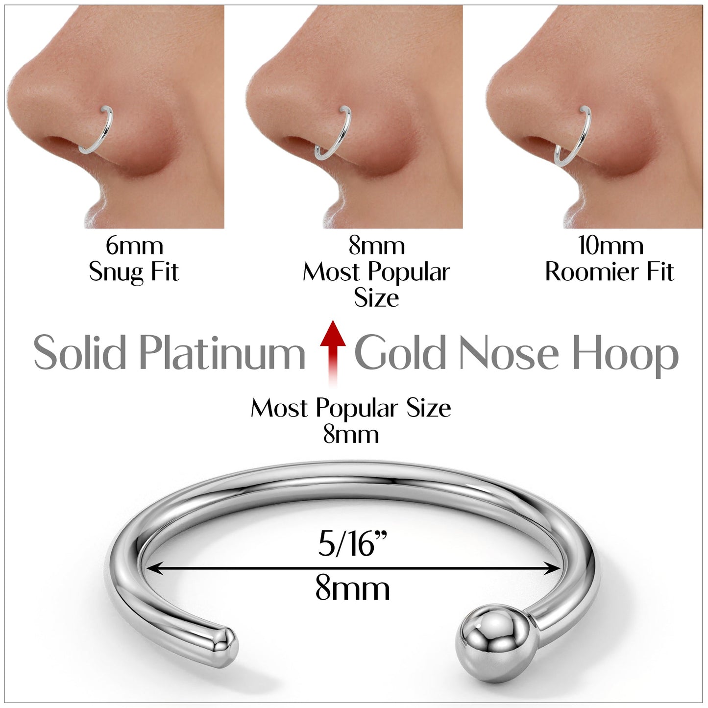 Real Platinum Nose Hoop - Hypoallergenic & Luxurious
