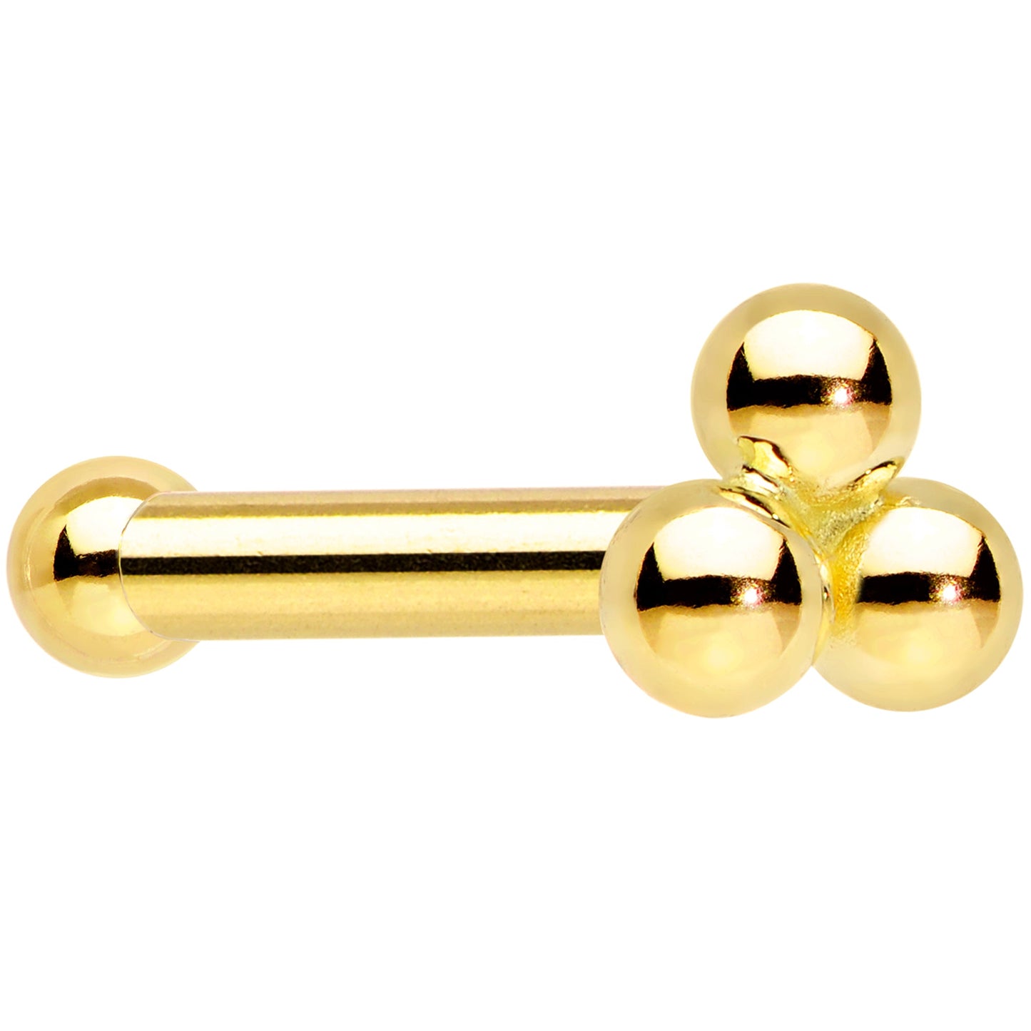 14k Yellow Gold 3mm Trinity Nose Ring