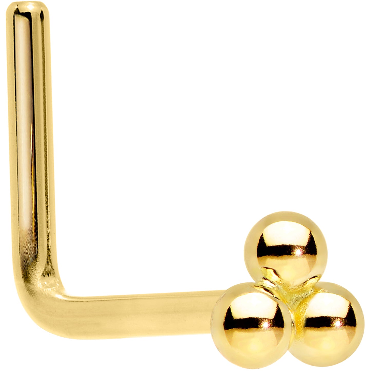 14k Yellow Gold 3mm Trinity Nose Ring