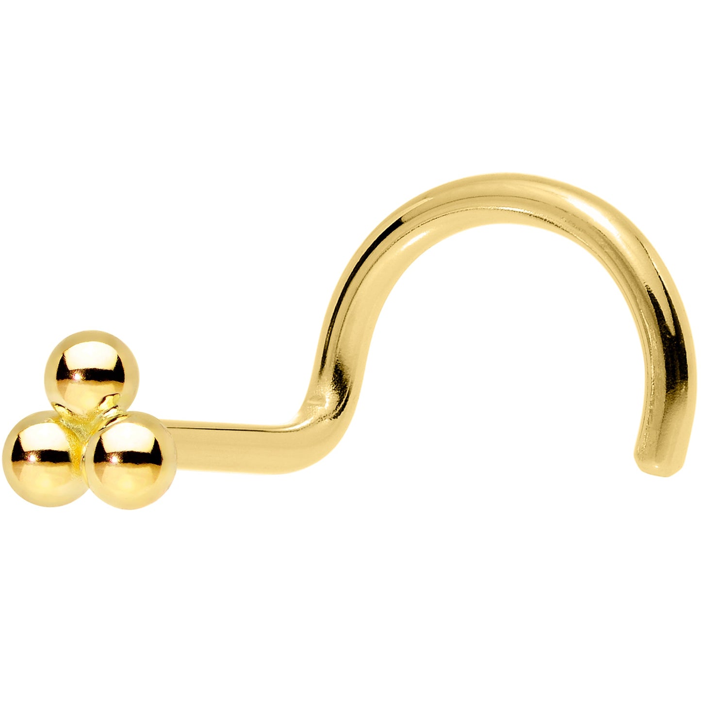 14k Yellow Gold 3mm Trinity Nose Ring