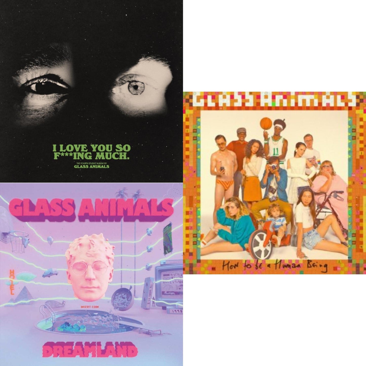 Glass Animals - I Love You So F***Ing Much (X) (Black/White Splatter LP Vinyl) & Dreamland & How To Be A Human Being