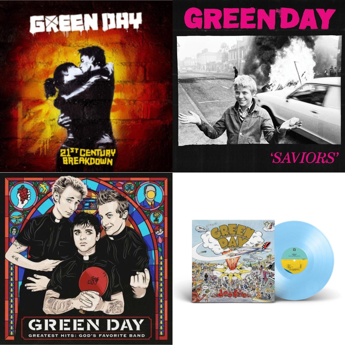 Dookie (X) (Baby Blue LP Vinyl) & Saviors (180G/Deluxe LP Vinyl) & Greatest Hits: God's Favorite Band (X) & 21St Century Breakdown