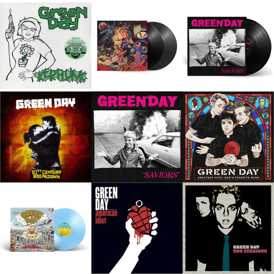 Green Day - Dookie (X) (Baby Blue LP Vinyl) & Saviors (180G/Deluxe LP Vinyl) & Saviors & Bbc Sessions (X) (2LP) & Insomniac (25Th Anniversary/2LP) & Greatest Hits: God's Favorite Band (X) & 21St Century Breakdown & American Idiot (W/Poster) &