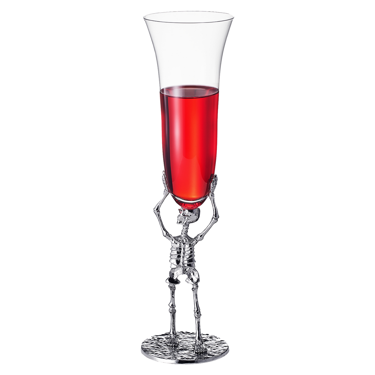 Skeleton Champagne Flute Glass | Single | 7.5oz Halloween Skeleton Glasses 10" H, Goth Gifts, Skeleton Gifts, Skeleton Decor, Spooky Wine Gift Set, Perfect for Halloween Themed Parties