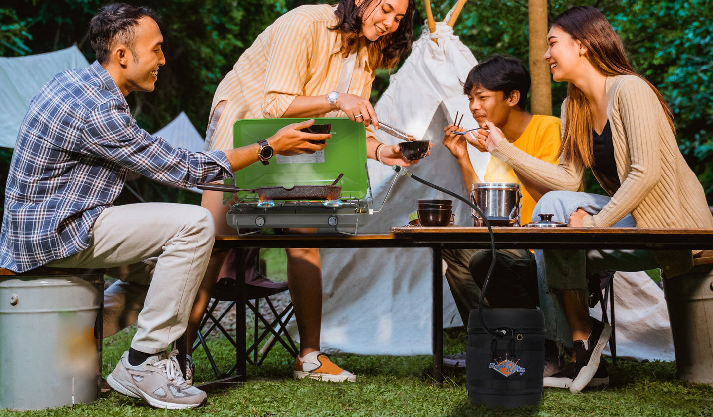 Flame King Propane Gas Hauler Kit 3lb Empty Propane Tank, Adapter Hose and Insulated Protective Carry Case