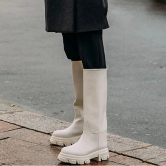 GRAVEWALKER 13: Women’s Cowhide Platform Riding Boots – Punk Leather Knee-Highs with Square Heels for Heavy Winter Impact - Premium boots from dsers - Just $252.22! Shop now at Lizard Vigilante