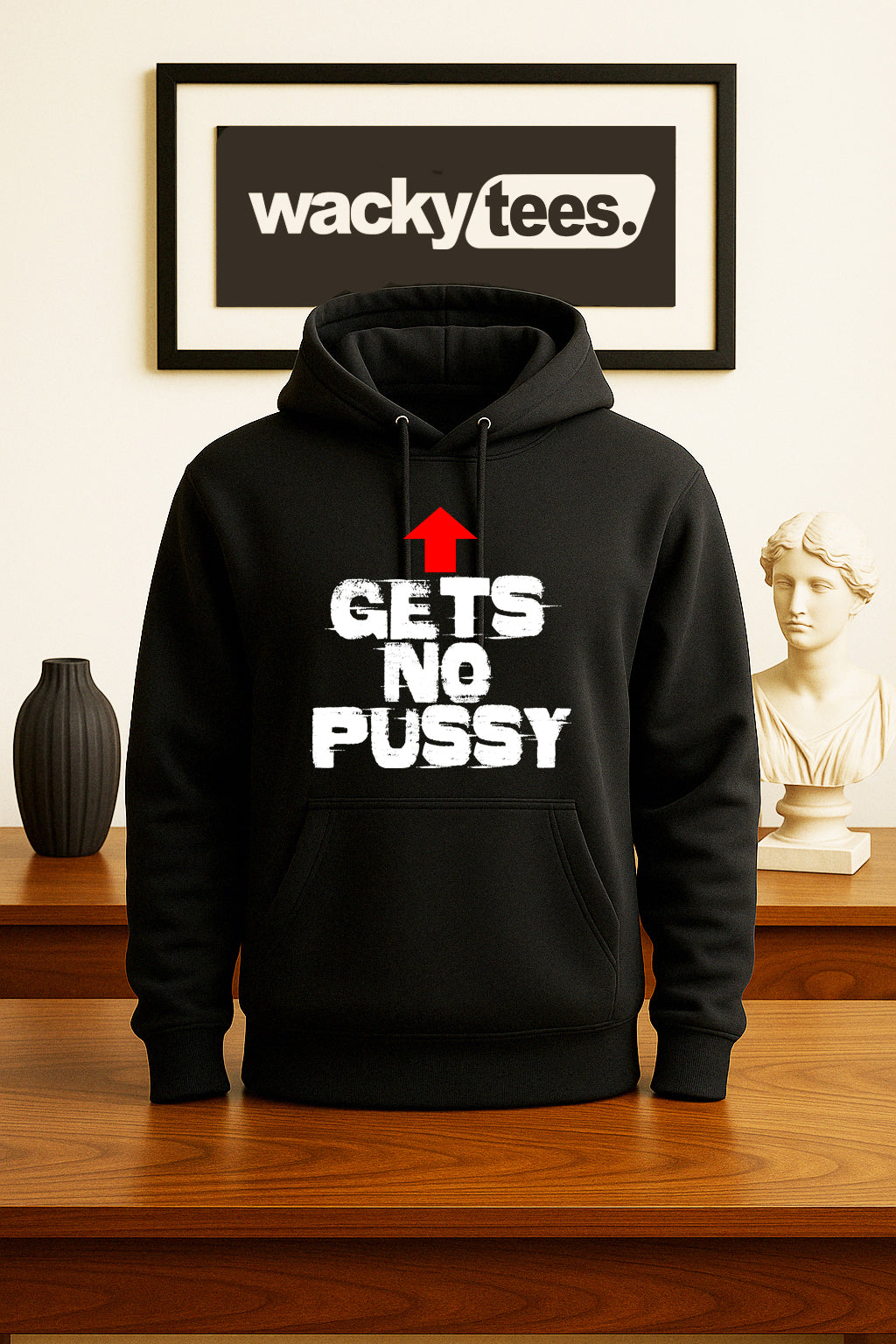 Gets No Pussy Arrow Adult Humor Funny Graphic Tee Shirt
