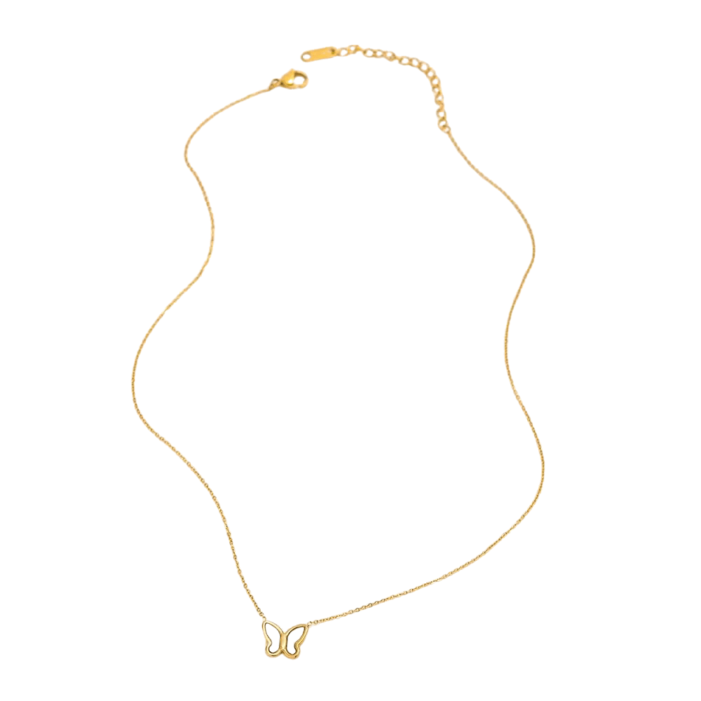 Butterfly Pendant Necklace with Mother of Pearl Inlay