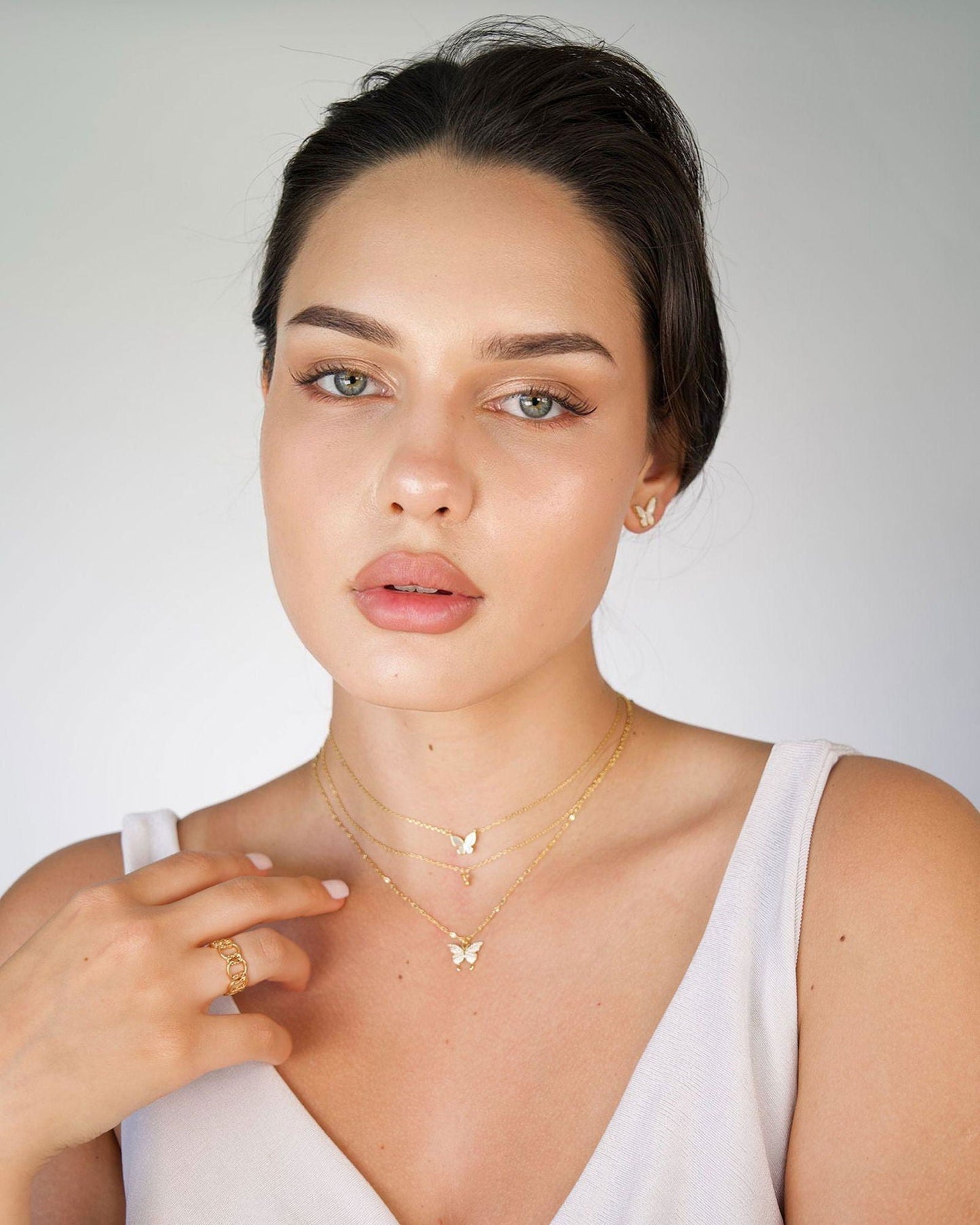 Butterfly Stud Earrings Featuring Mother of Pearl Inlay