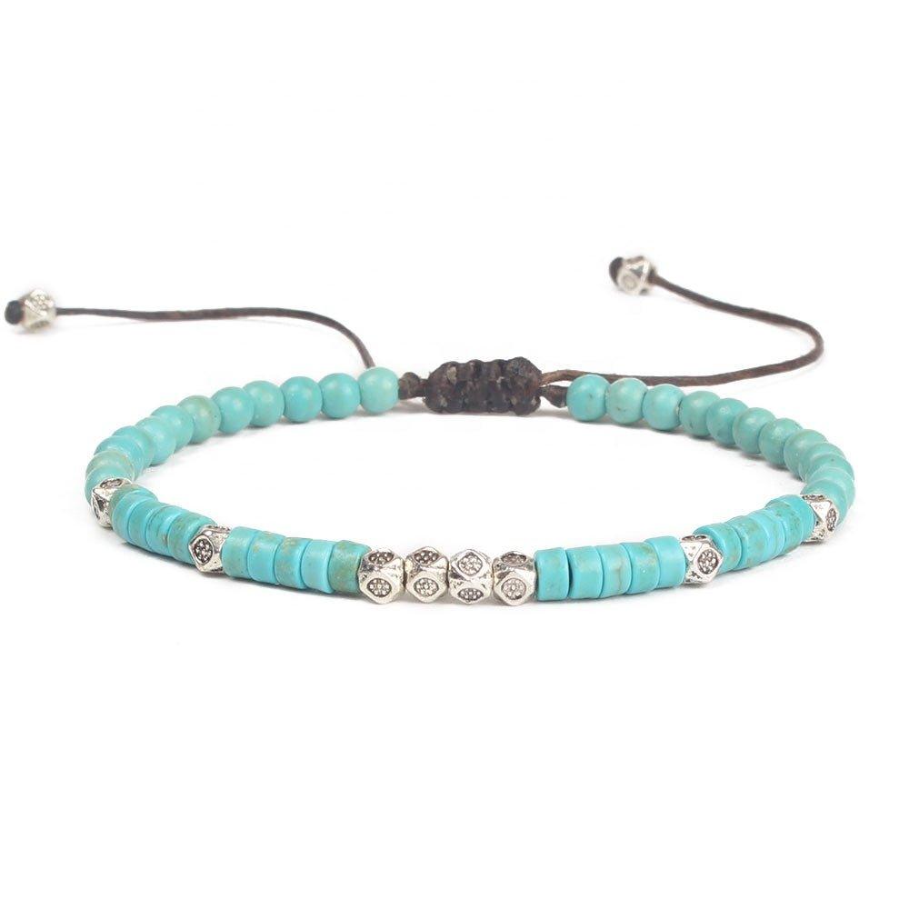 Friendship Bracelet Handwoven with Turquoise Beads