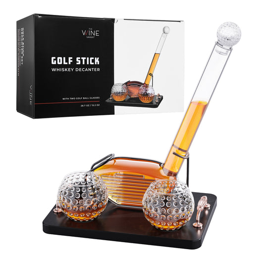 Golf Club Whiskey Decanter and 2 Liquor Glasses - 29 OZ Decanter & 15 OZ Glass Set - Golf Stick Gifts for Men, Unique Liquor Decanter Set - Bourbon, Scotch Decanter for Alcohol, Golfer Gifts for Dad