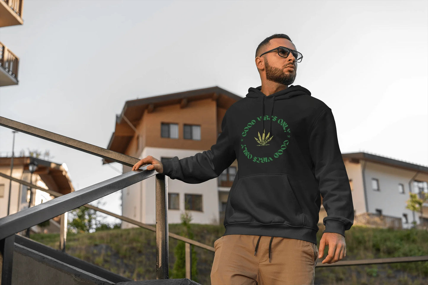 Good Vibes Only Hoodie Weed Emblem