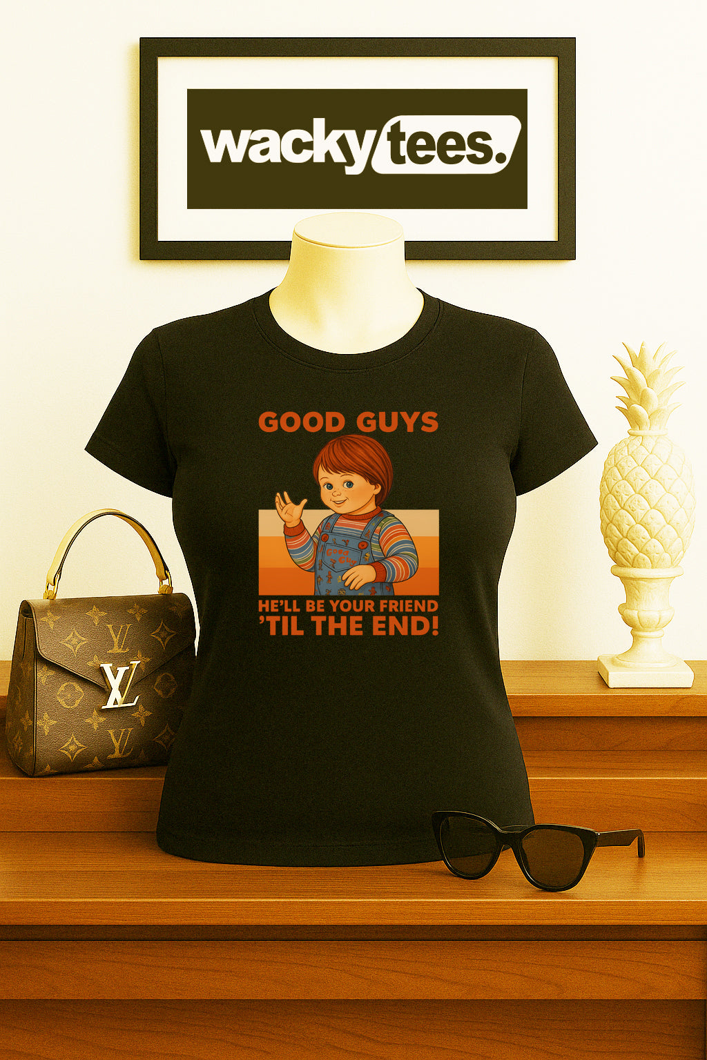 Good Guys Friend To End Black Horror Terror Halloween Graphic Tee Shirt