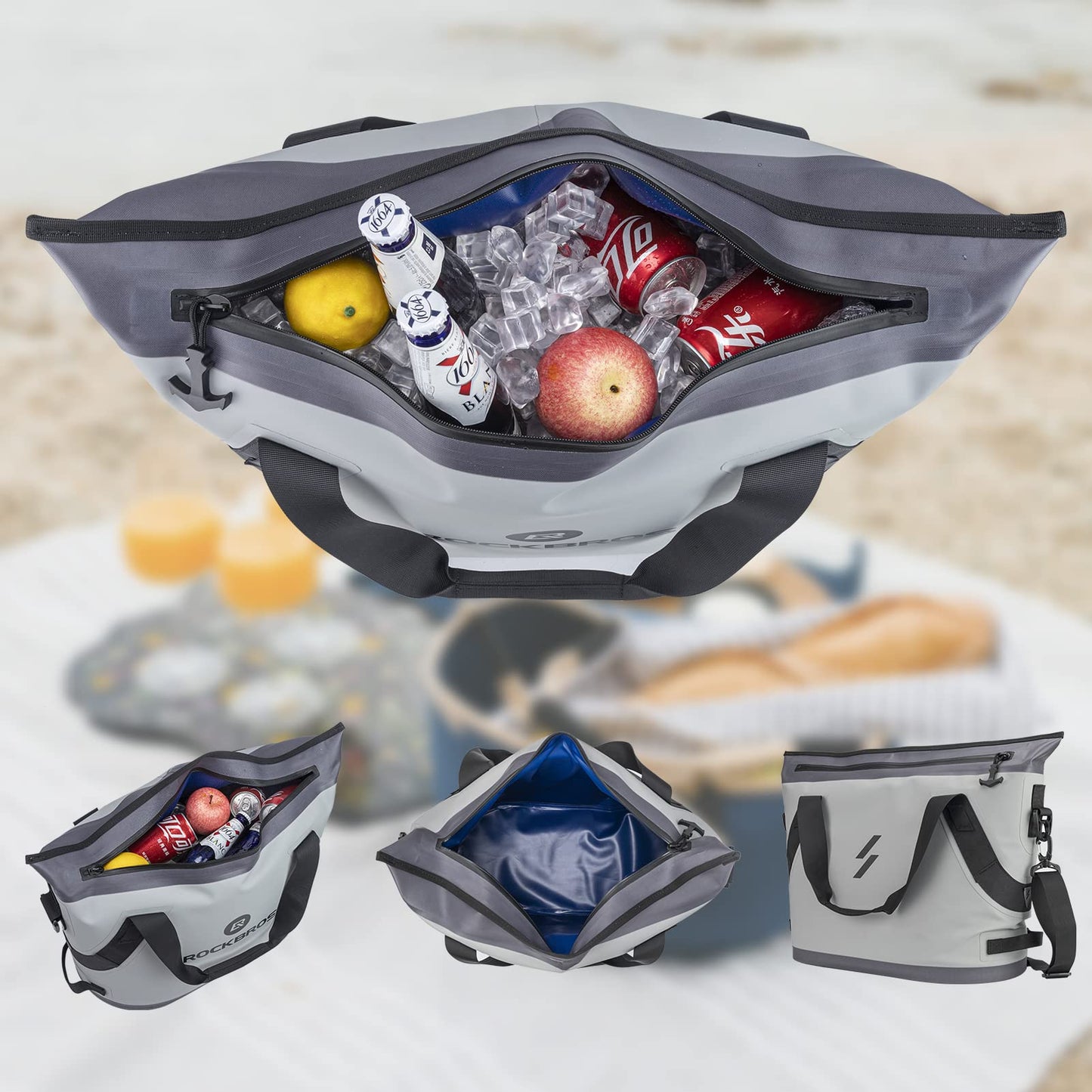 ROCKBROS Soft Cooler Insulated Leak Proof Cooler Bag Portable 36 Can