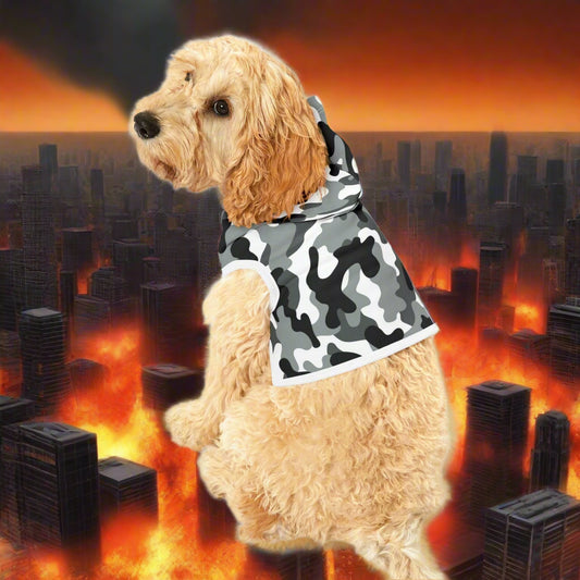 Gray Black White Camouflage Pet Hoodie - Lizard Vigilante