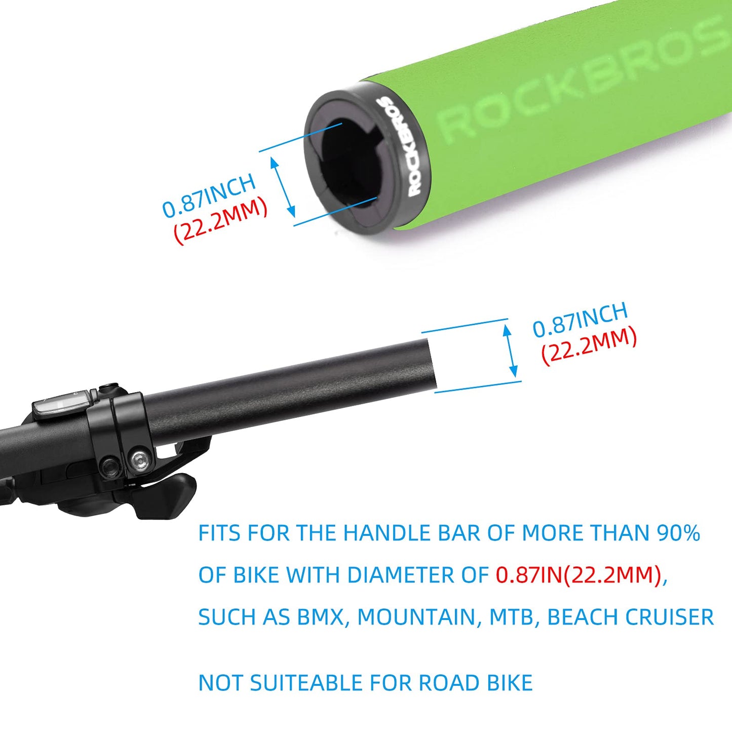 ROCKBROS Bike Grips Foam Single Lock on Bicycle  Soft Comfortable Non-Slip Bike Handle Grips