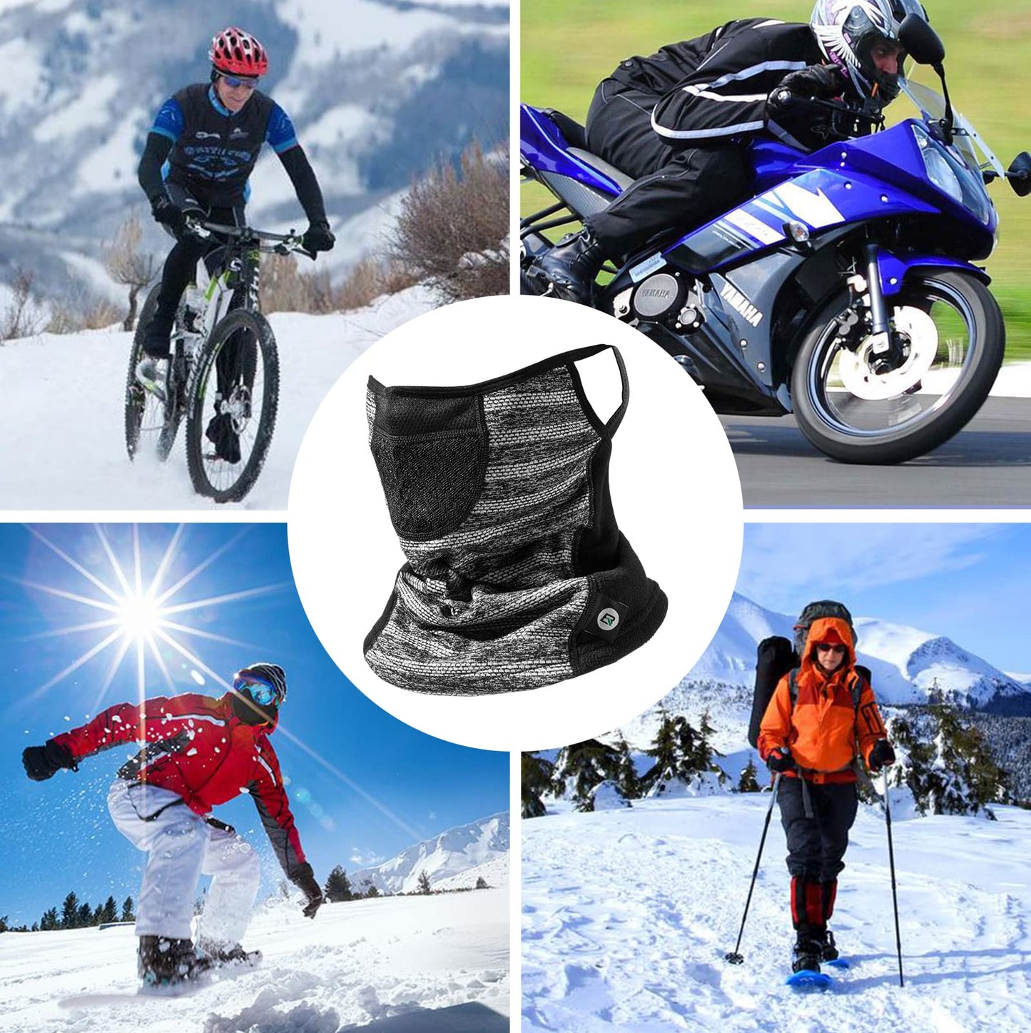 ROCKBROS Winter Neck Gaiter Warmer with Ear Loops Cold Weather