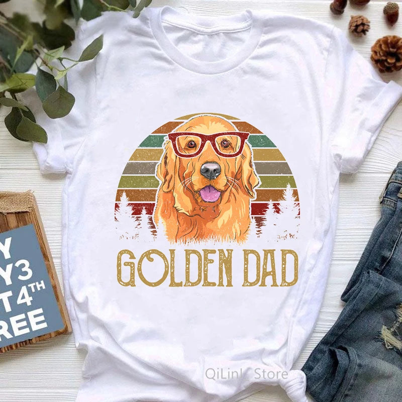 Golden Retriever Queen Dog Mom Summer Graphic Tee