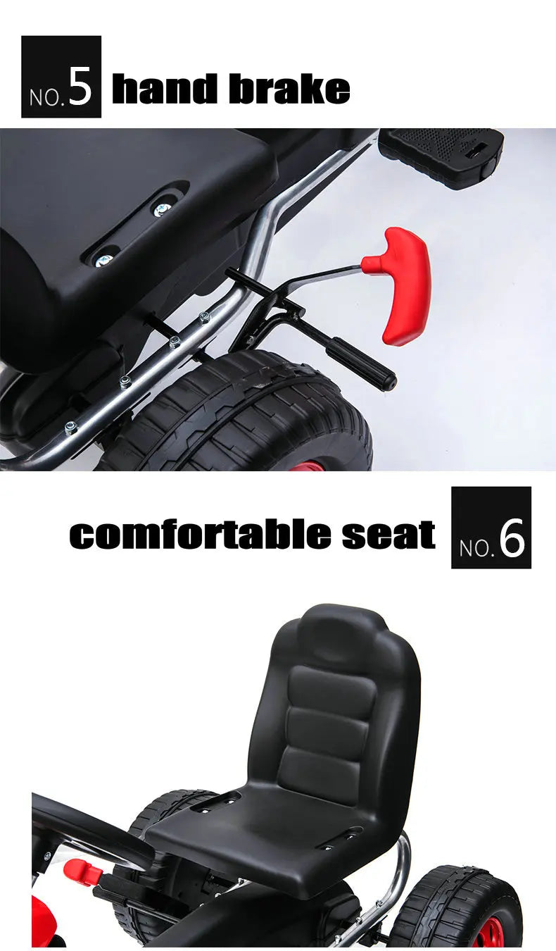 The Lizard Vigilante Little Racer X4” Kids 4-Wheel Pedal Go-Kart — Metal Frame, Racing Steering Wheel & Hand Brake Fury