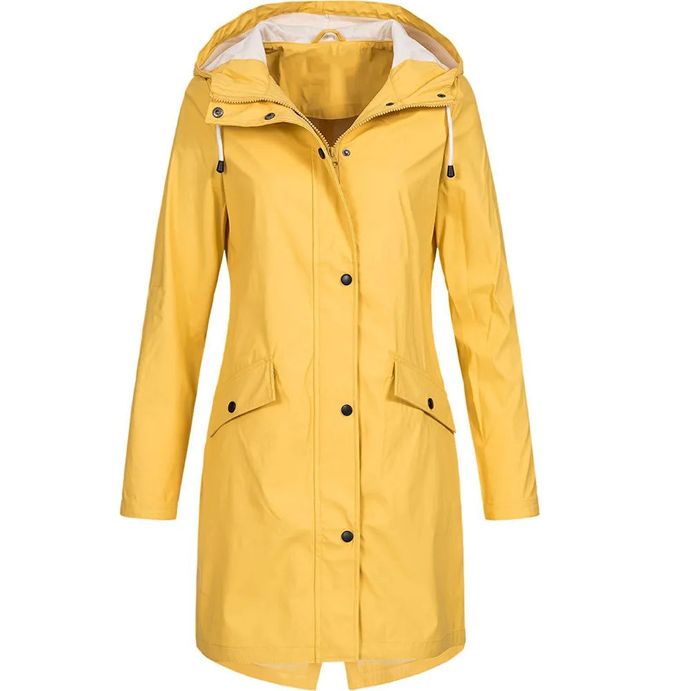 Women's Solid Rain Jacket 2021 Outdoor Hiking Hoodie Waterproof WindProof Long Coat Femme Warm Outwear Plus Size Women Clothing - Premium  from Lizard Vigilante - Just $24.99! Shop now at Lizard Vigilante