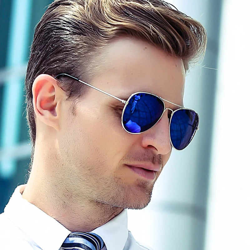 Men's Double Bridge Aviation Sunglasses UV400 2024 Mirror Shades Bidens Cop Sun Glasses Alloy Frame - Premium  from Lizard Vigilante - Just $21.49! Shop now at Lizard Vigilante