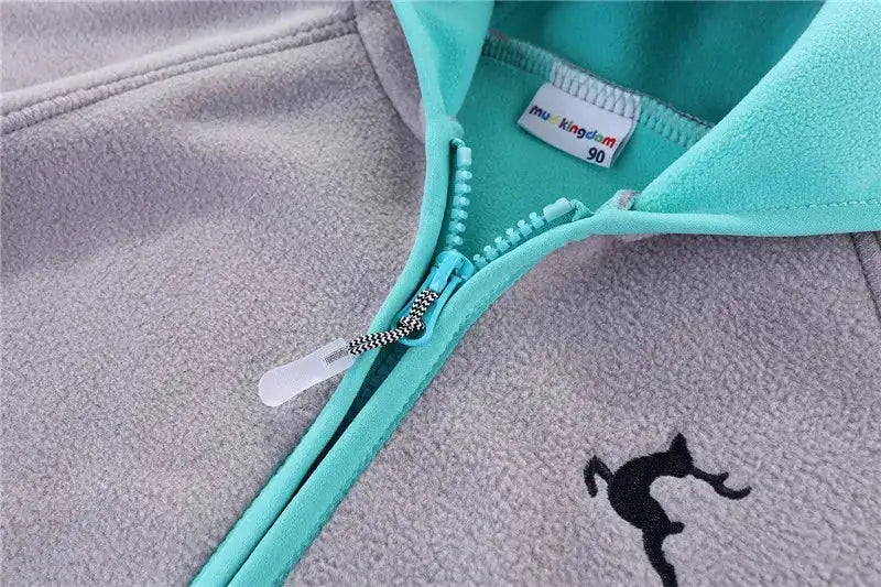 Mudkingdom Autumn Spring Girls Boys Hooded Fleece Jacket Windbreaker Zip up Reindeer Outerwear for Kids Clothes Children's Coat