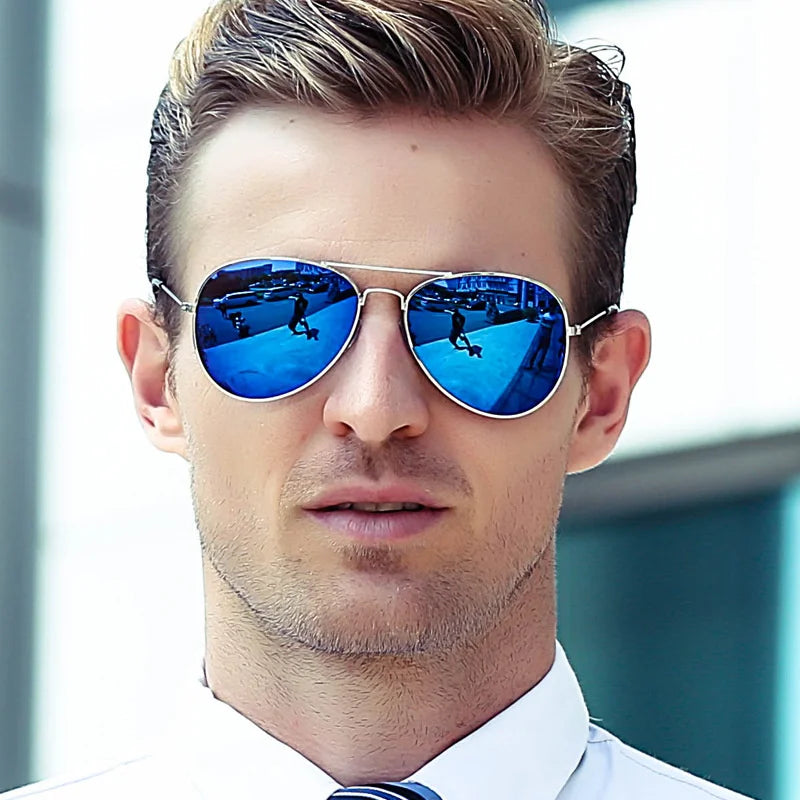 Men's Double Bridge Aviation Sunglasses UV400 2024 Mirror Shades Bidens Cop Sun Glasses Alloy Frame - Premium  from Lizard Vigilante - Just $21.49! Shop now at Lizard Vigilante