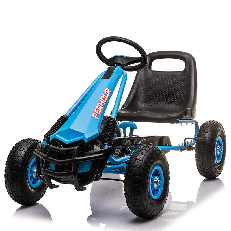 4-Wheeled Pedal Powered Go Cart With Steering Wheel & Adjustable Seat, Outdoor Off-Road Ride On Car For 3-9 Ages Boys Girls - Premium pedal cart from Lizard Vigilante - Just $305.99! Shop now at Lizard Vigilante