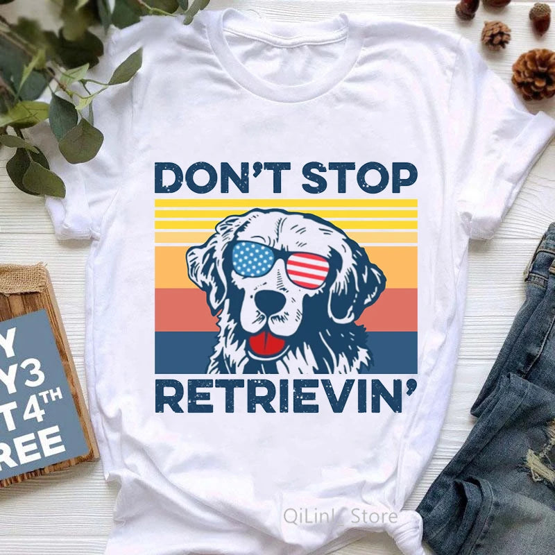 Golden Retriever Queen Dog Mom Summer Graphic Tee