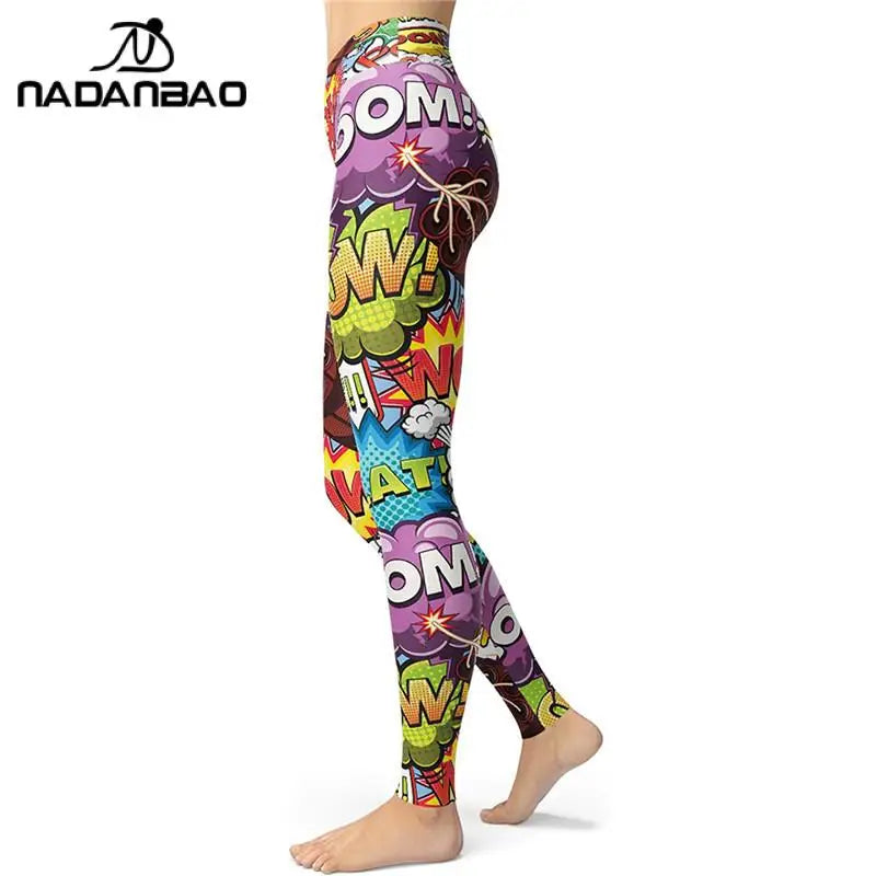 NADANBAO Women Comic Leggings Cartoon Printed Leggins High Stretch Girls Legging Punk Rock Leggin Pants Evening Clubwear New - Premium yoga leggings from Lizard Vigilante - Just $29.99! Shop now at Lizard Vigilante