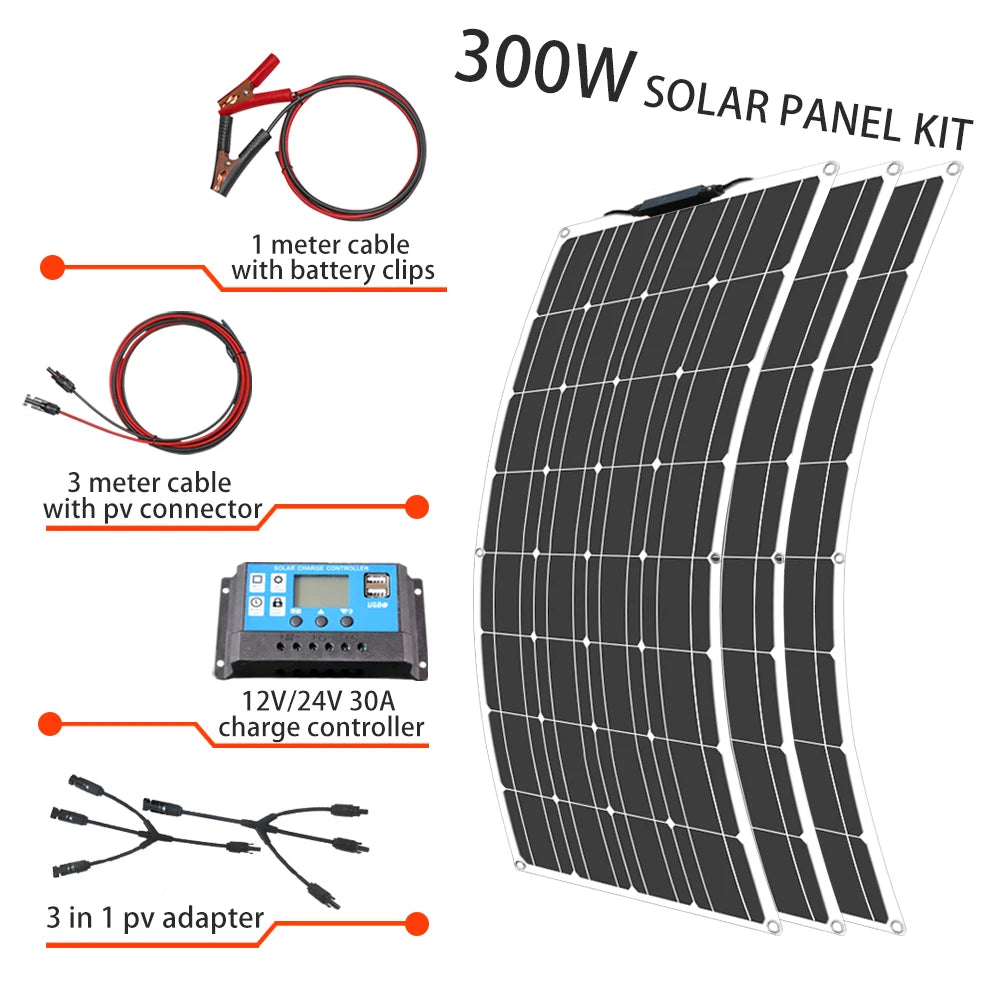 dgsunlight Complete Solar Panel Kit 100W-400W – Flexible 12V Solar Power Charger for Battery, Power Bank, Camping, and Hiking - Premium solar panel from Lizard Vigilante - Just $101.99! Shop now at Lizard Vigilante