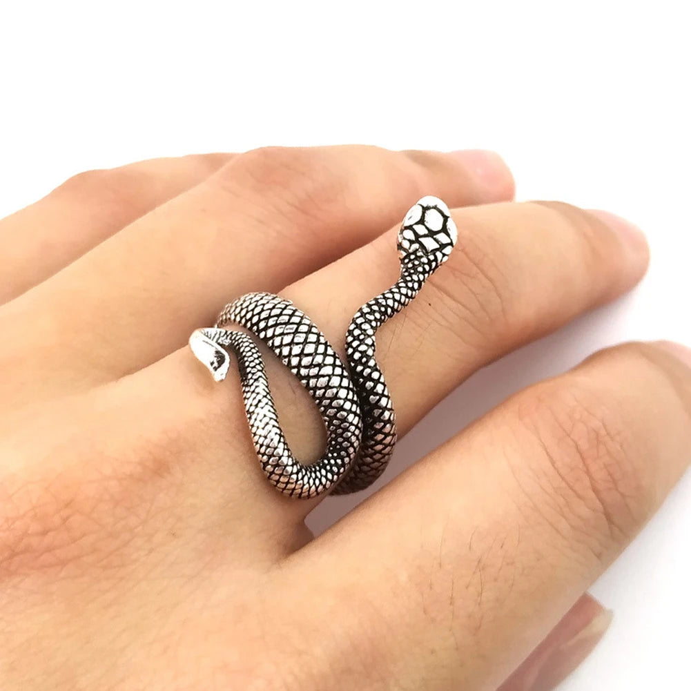 Punk Goth Snake Ring for Men & Women – Black Plated Adjustable Gothic Jewelry for Party, Wedding, and Gift - Premium ring from Lizard Vigilante - Just $17.99! Shop now at Lizard Vigilante