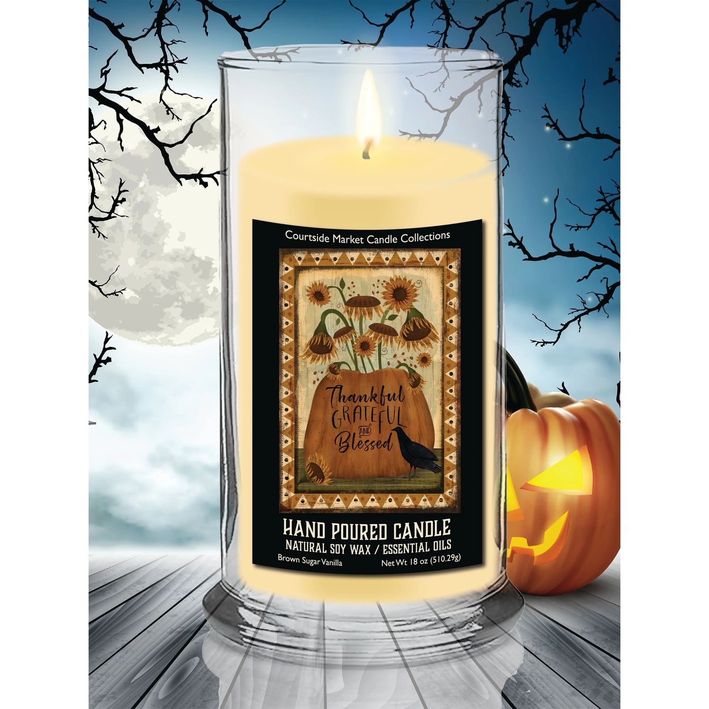 TD Courtside Market's Grateful and Blessed Fall FLag Status Glass Scented Candle Thankful for Every Moment