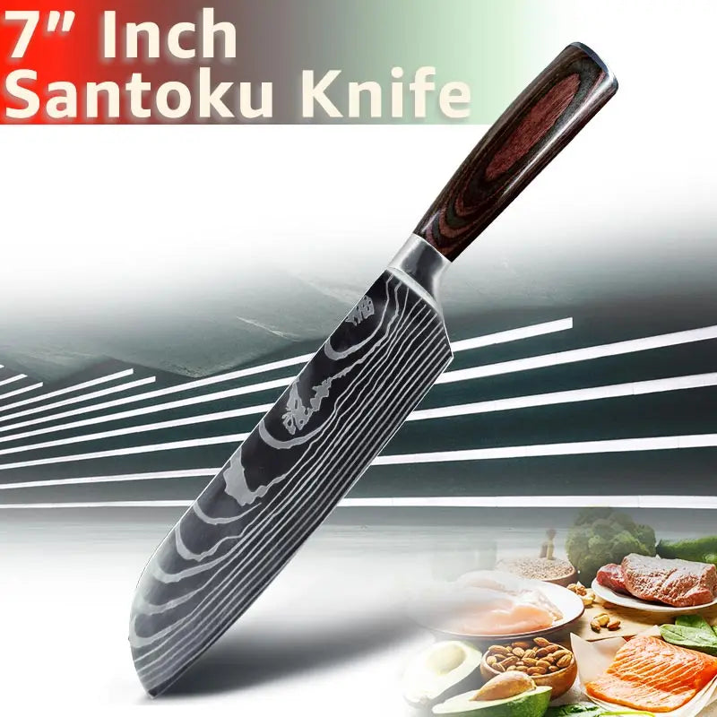 Professional Chef Knife Set – Japanese-Inspired High Carbon Stainless Steel Blades, Santoku & Gyuto Knives for Precision Cutting - Premium knife set from Lizard Vigilante - Just $19.99! Shop now at Lizard Vigilante