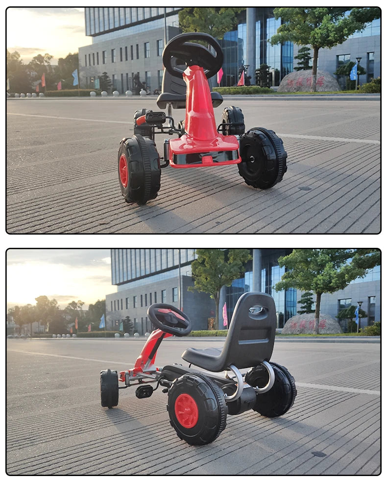 The Lizard Vigilante Little Racer X4” Kids 4-Wheel Pedal Go-Kart — Metal Frame, Racing Steering Wheel & Hand Brake Fury