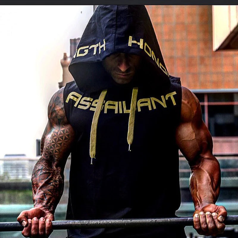 Men Tank Tops Gym Clothing Fitness Sleeveless hoodies Vests Cotton Singlets Men Joggers vest Bodybuilding casual Clothing - Premium  from Lizard Vigilante - Just $30.99! Shop now at Lizard Vigilante