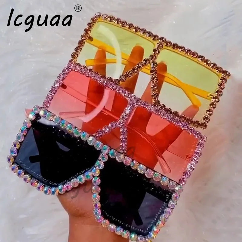 Oversized Glitter Crystal Sunglasses Women Square sunglasses Bling Rhinestone Sun Glasses For Woman Luxury Fashion Shade UV400 - Premium sunglasses from Lizard Vigilante - Just $19.79! Shop now at Lizard Vigilante