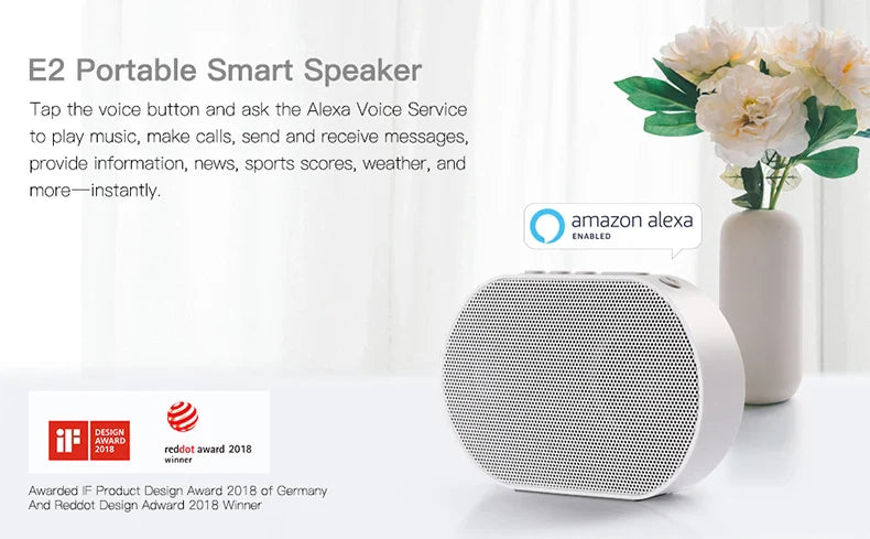 Portable Speaker Smart Bluetooth Wireless 10W Mini Speaker Compact Powerful 2200mAh Support Alexa Spotify Tunein Streaming Music
